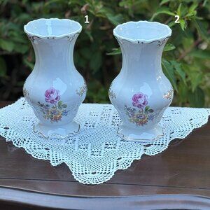 Pair of Vintage Weimar Porzellan Vase's Floral Porcelain Table Decor for Wedding